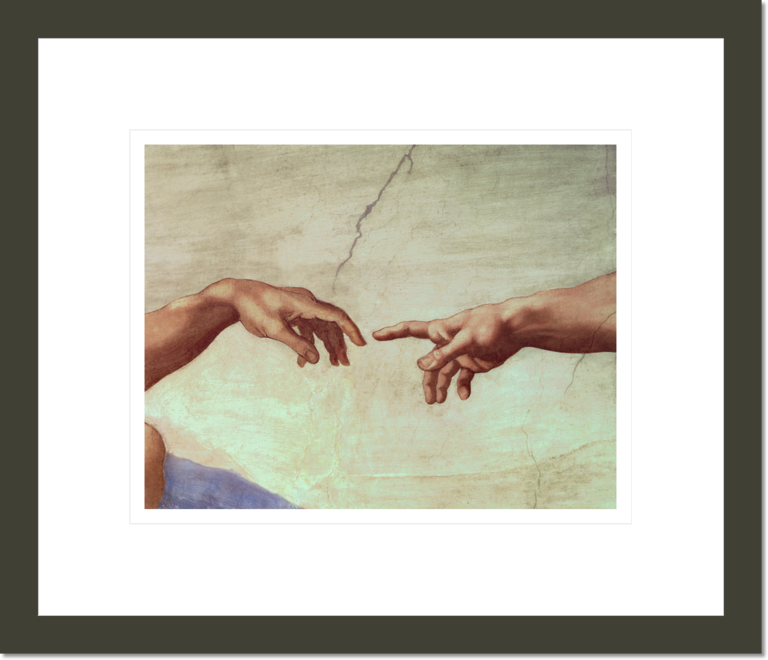 Hands of God and Adam, detail from The Creation of Adam, from the Sistine Ceiling (pre restoration)