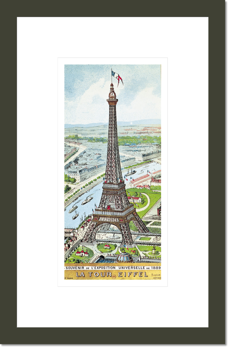 Postcard depicting the Eiffel Tower at the Exposition Universelle