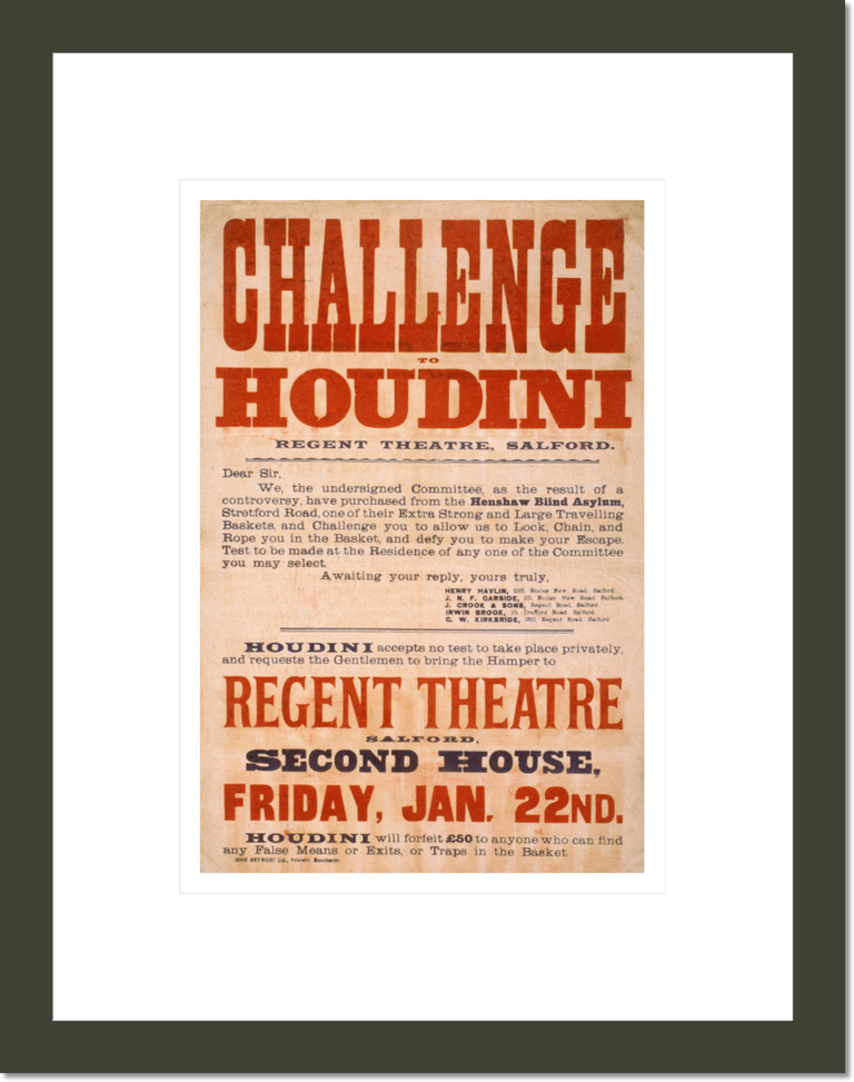 Challenge to Houdini, Regent Theatre, Salford