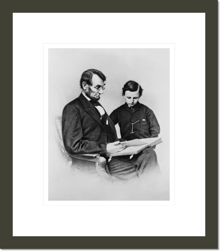 Abraham Lincoln and his son Tad Looking at an Album of Photographs, 1864