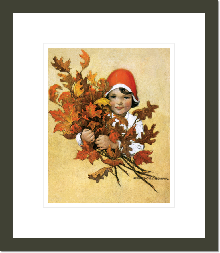 Girl with fall leaves
