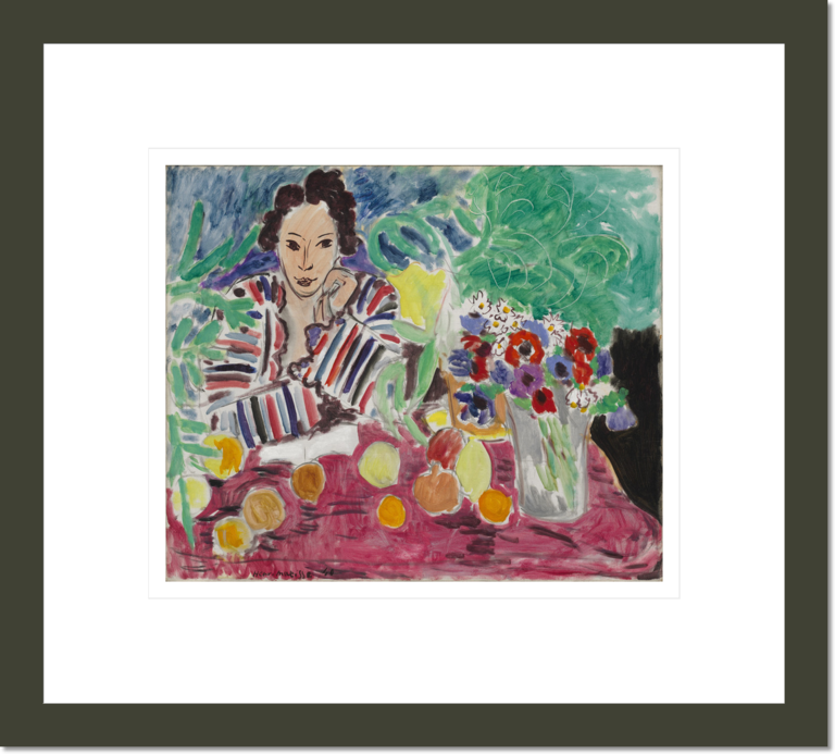 Striped Robe, Fruit, and Anemones