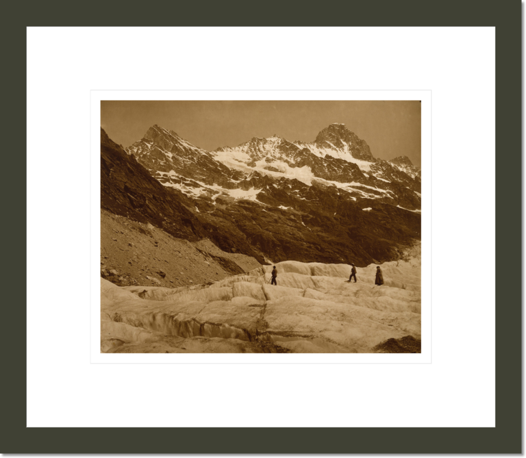 Alpine Landscape, Three Hikers on a Glacier