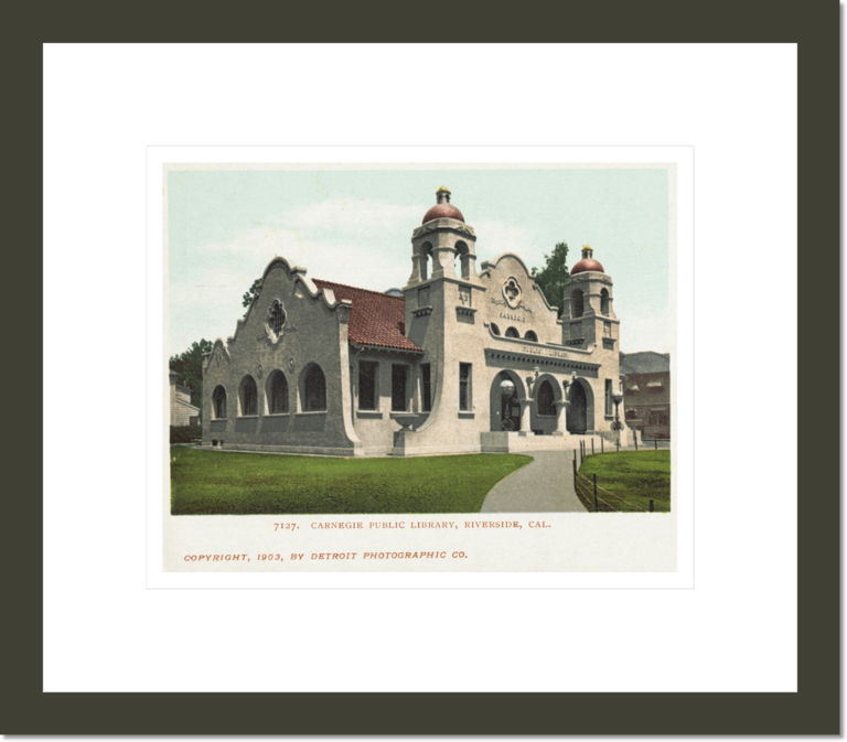 Carnegie Public Library, Riverside, Cal. Postcard