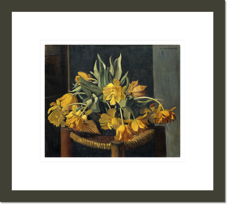 Double Yellow Tulips on a Wicker Chair