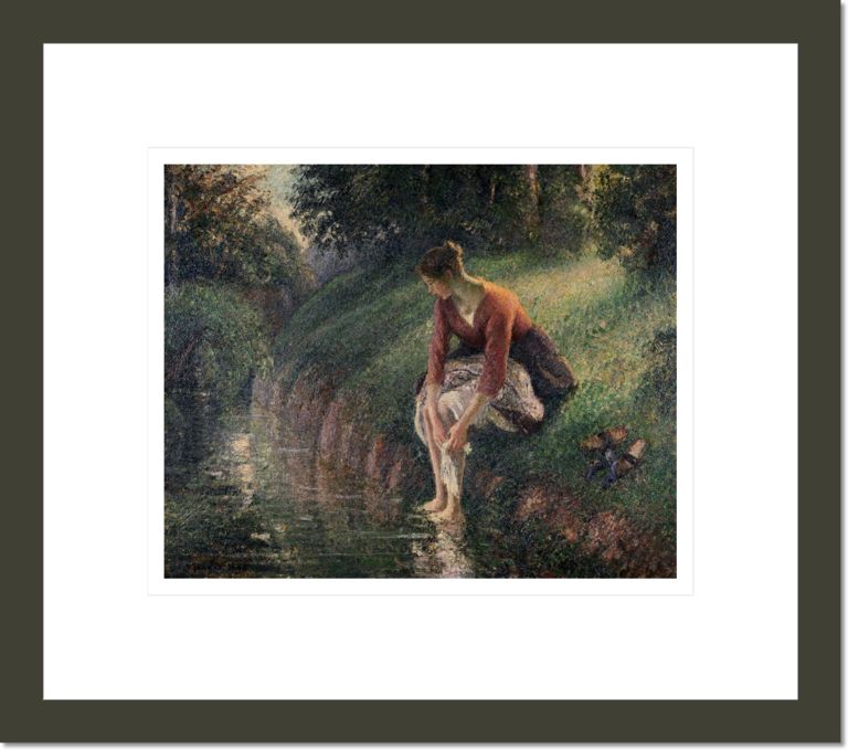 Young Woman Bathing Her Feet in a Brook