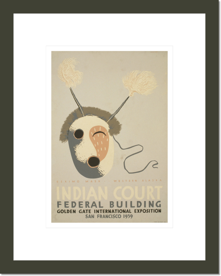 Indian court, Federal Building, Golden Gate International Exposition, San Francisco, 1939 Eskimo mask, western Alaska