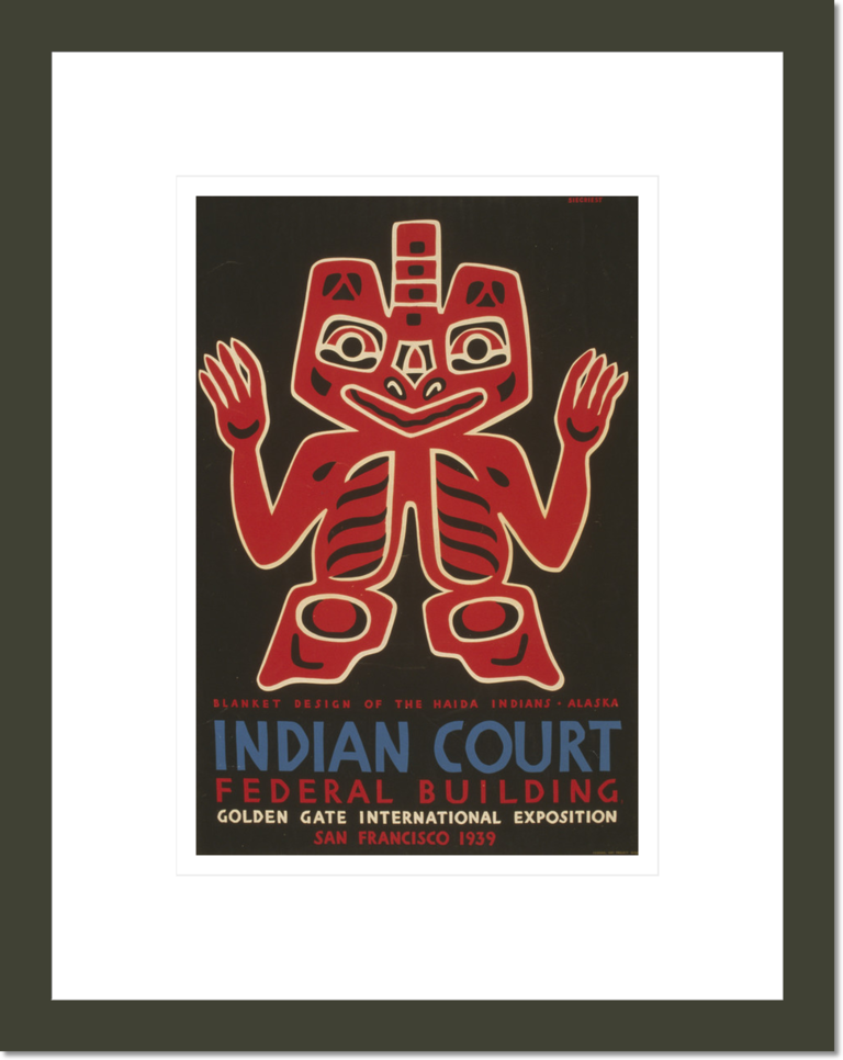 Indian court, Federal Building, Golden Gate International Exposition, San Francisco, 1939 Blanket design of the Haida Indians, Alaska