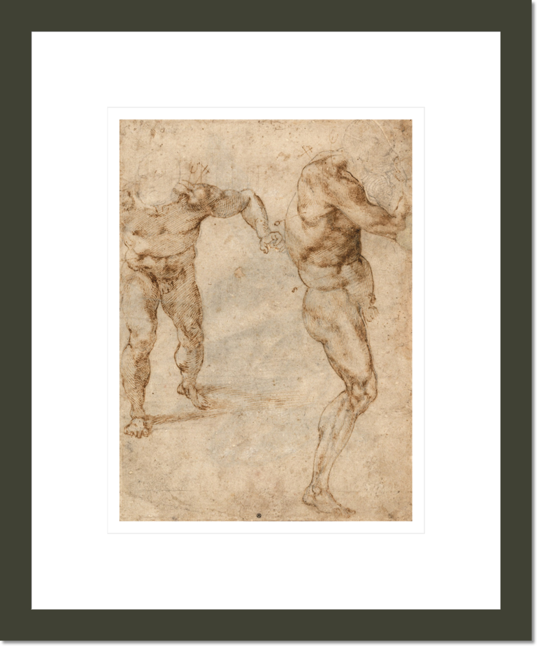 Two Nude Studies of a Man Storming Forward and Another Turning to the Right (verso)