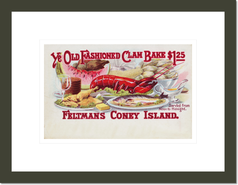 Ye Old Fashioned Clam Bake - Feltmans Coney Island Postcard