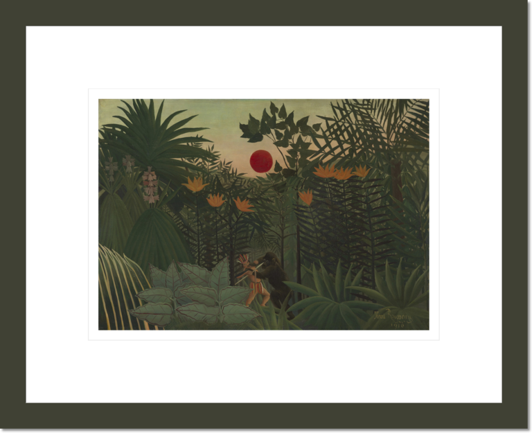 Tropical Landscape - An American Indian Struggling with a Gorilla