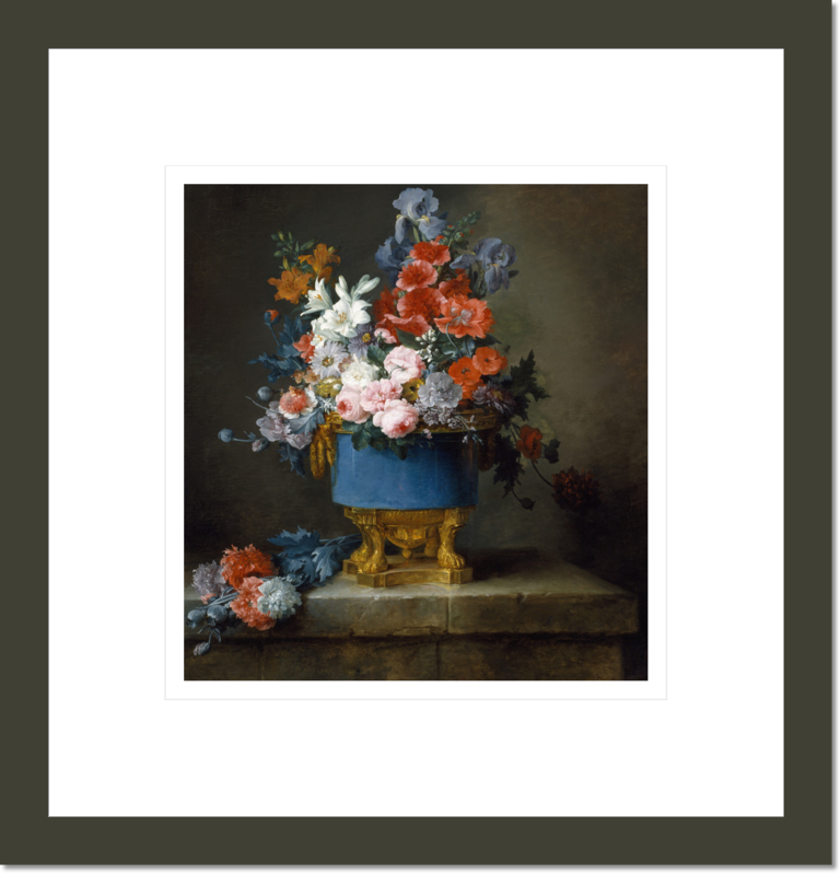 Bouquet of Flowers in a Blue Porcelain Vase