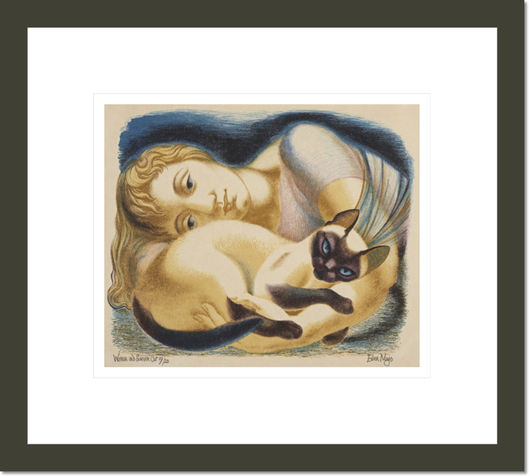 Woman and siamese cat