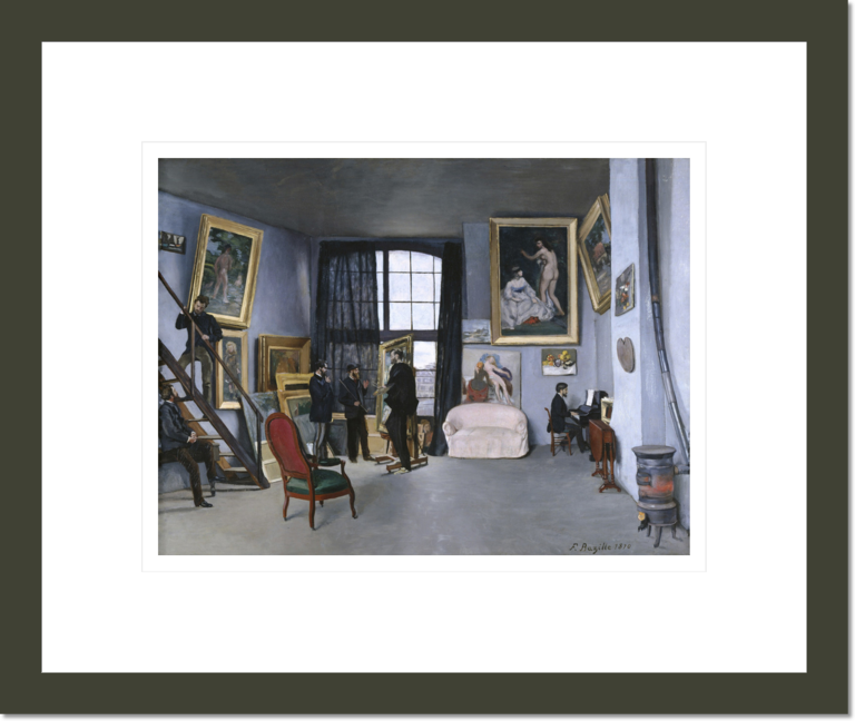 L'Atelier de Bazille, 9 rue de la Condamine a Paris Astruc ou Monet, Manet, Bazille, Edmond Maitre au piano