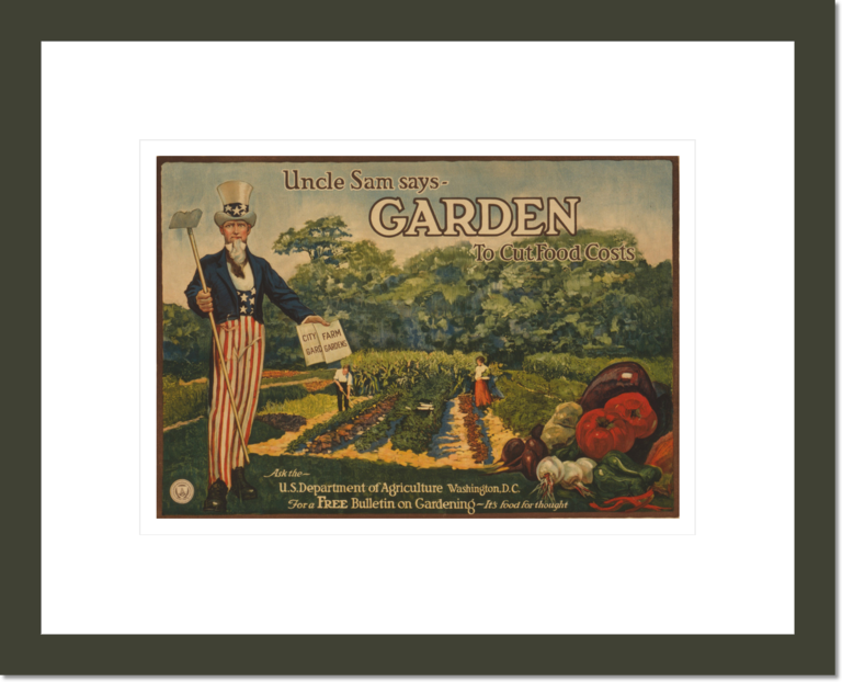 Uncle Sam says - garden to cut food costs Ask the U.S. Department of Agriculture, Washington, D.C., for a free bulletin on gardening - it's food for thought / / A. Hoen & Co., Baltimore.