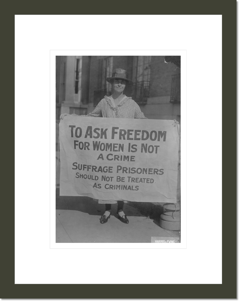 Mary Winsor (Penn.) '17 [holding Suffrage Prisoners banner]