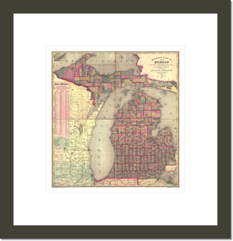 Official map of Michigan, railroad, township and sectional, prepared under the direction of the commissioner of railroads.