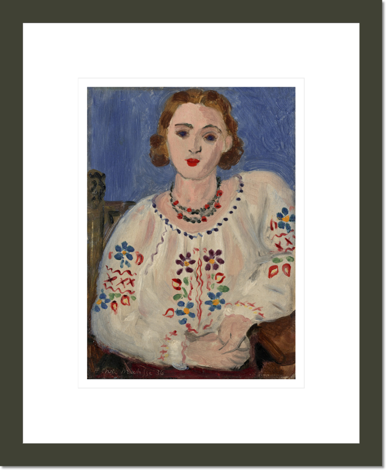 Woman in Patterned Blouse