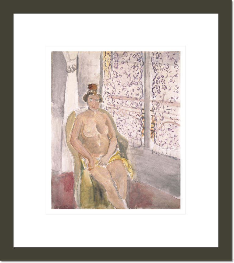 Nude with Spanish Comb, Seated in Front of a Curtained Window