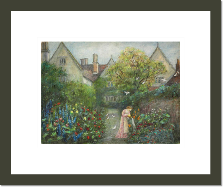 A lady in the garden at Kelmscott Manor, Gloucestershire
