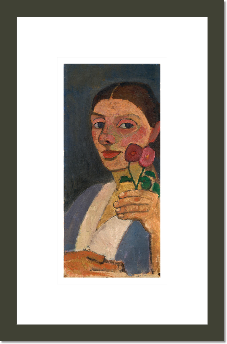 Self-Portrait with Two Flowers in Her Raised Left Hand