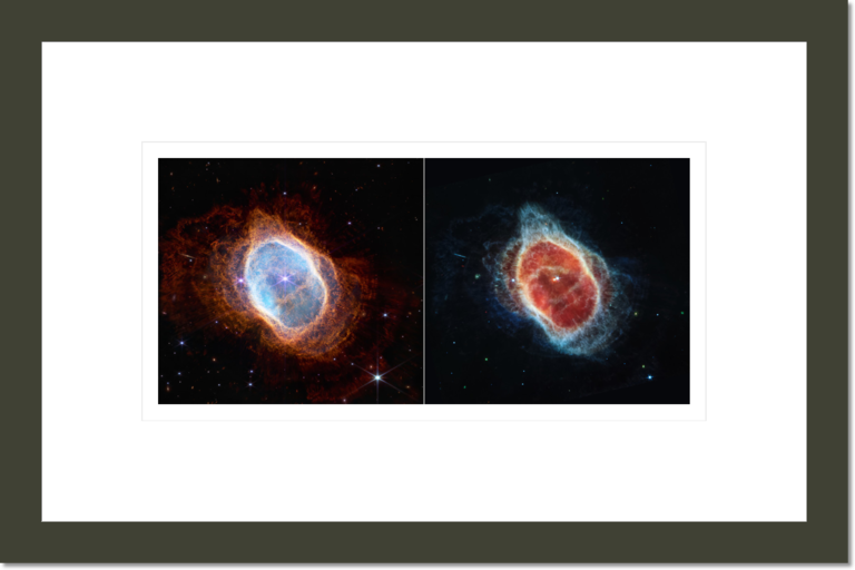 Webb Telescope: Southern Ring Nebula (NIRCam and MIRI  Images Side by Side)