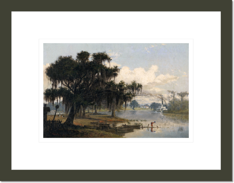 Bayou scene with riverboat