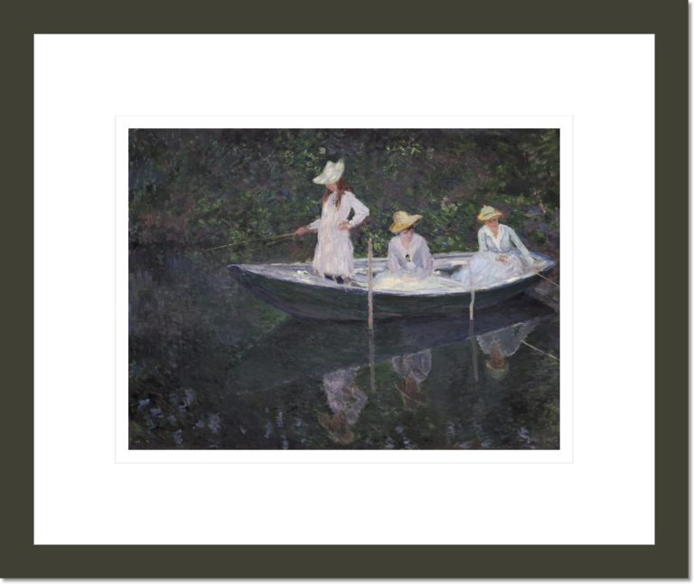 En norvegienne, ou la Barque a Giverny Les filles de Mme Hoschede, seconde femme de l'artiste : Germaine, Suzanne et Blanche