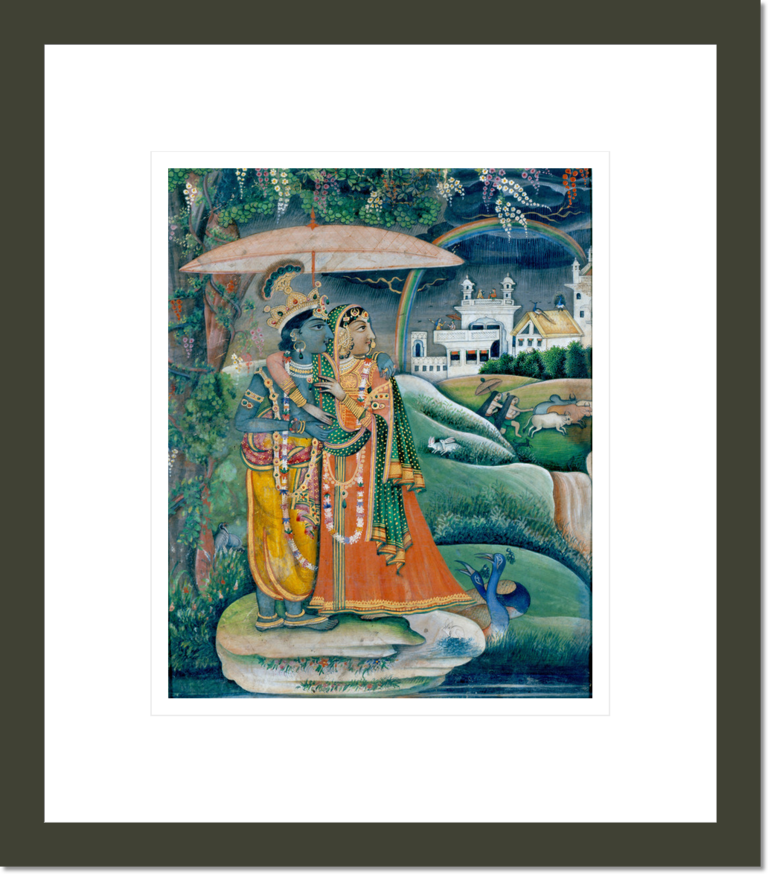 Krishna and Radha under an Umbrella