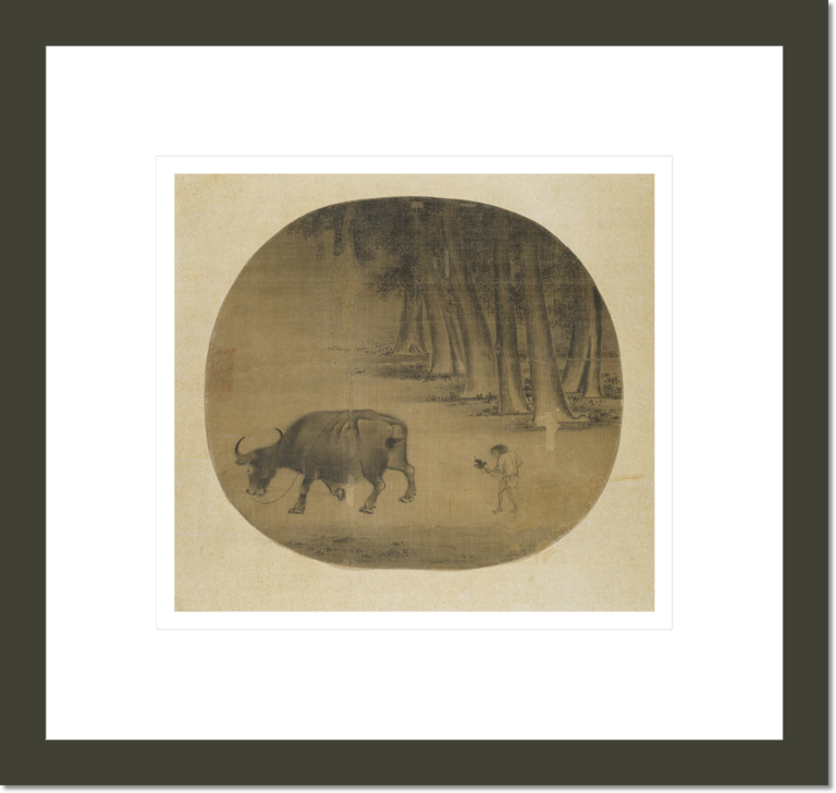 Buffalo and Herder Boy in Landscape