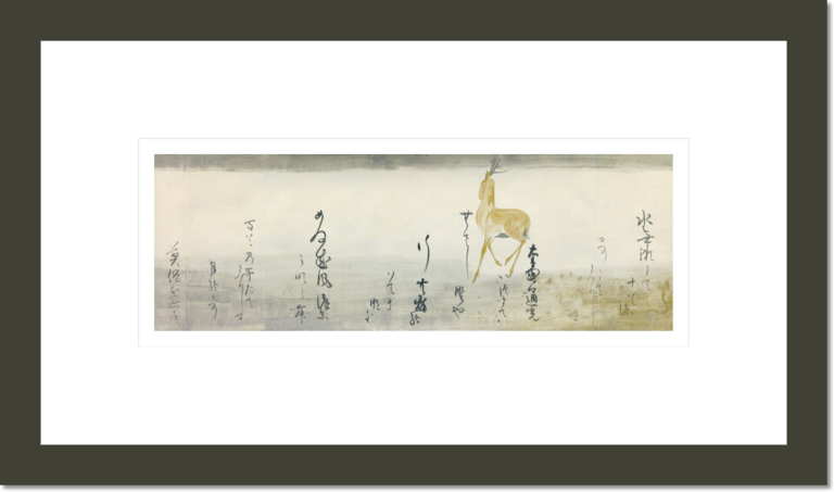 Poem Scroll with Deer, Momoyama - Edo period