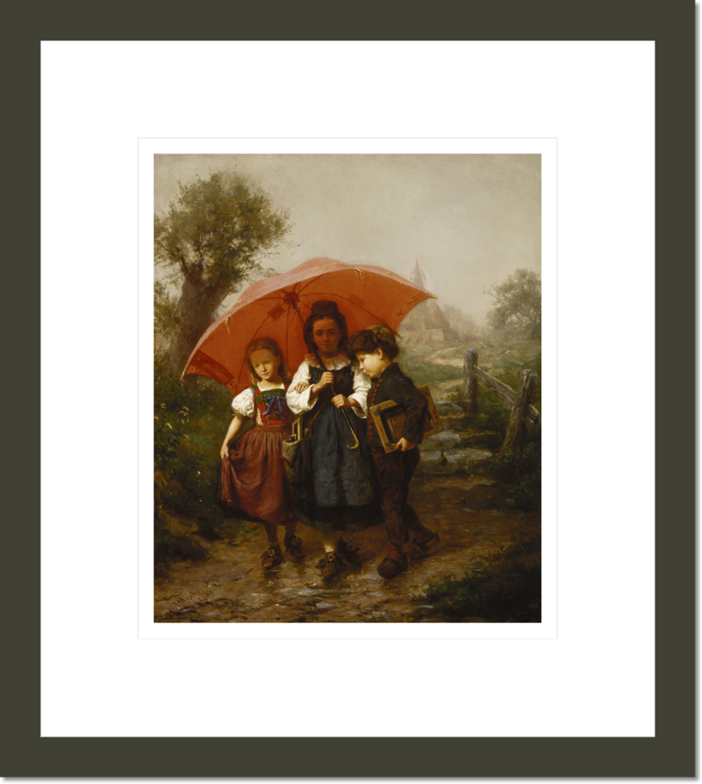 Children under a Red Umbrella