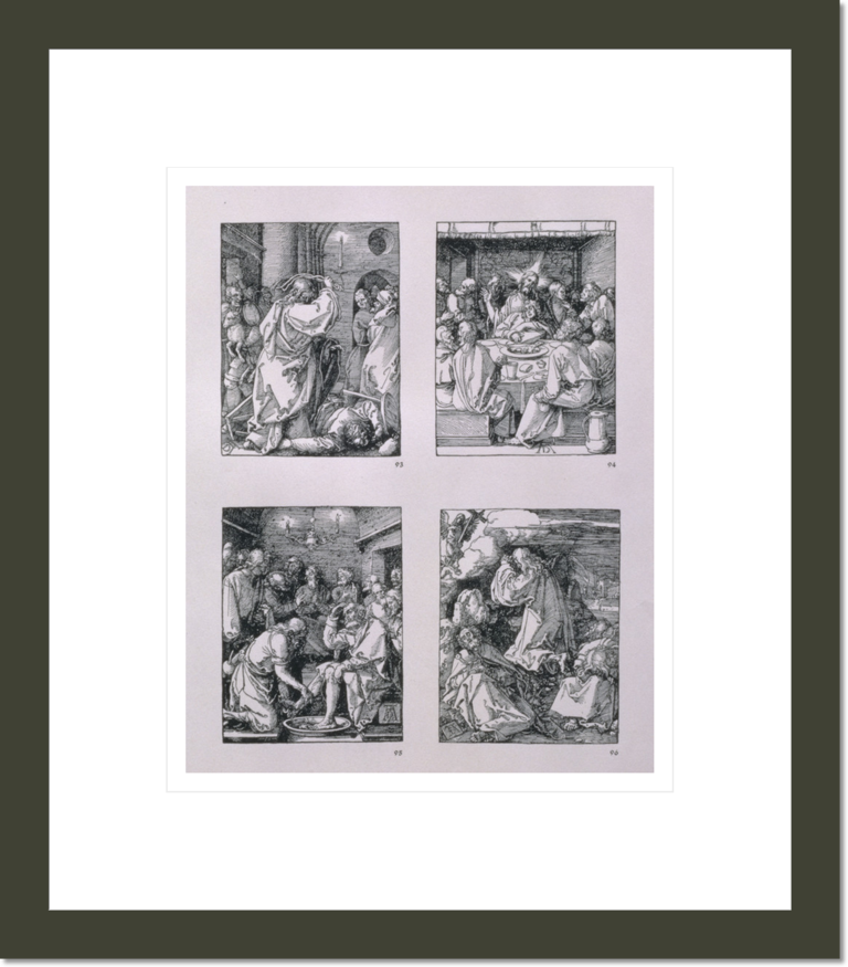 The 'Small Passion' series: (clockwise) Christ expelling the moneychangers from the temple, the Last Supper, Christ washing Peter's feet, Agony in the garden